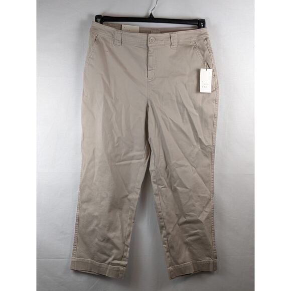 High Rise Straight Leg Ankle Pants Cropped Capris A New Day Light Brown 18 Flat - Picture 6 of 7